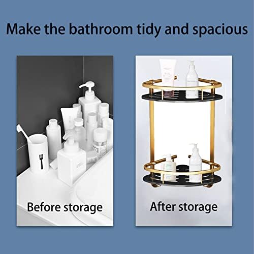 Conjunto de caixas de chuveiro Srhmyww de 2 peças, prateleira de canto de banheiro triangular montada na parede, prateleira de chuveiro espacial de alumínio com adesivo, robusto e adequado para uso da cozinha