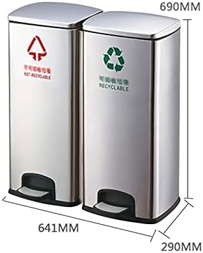 Aço inoxidável 2 lixo quadrado de lixo de metal grande lixo com lina de lina de lina de lixo para uso externo ou comercial
