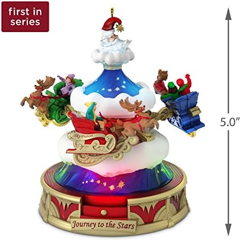 Hallmark Keetake 49999QX9553 Ornamento de Natal 2018 Ano de Carnival Dated Journey to the Stars With Music Light and Motion