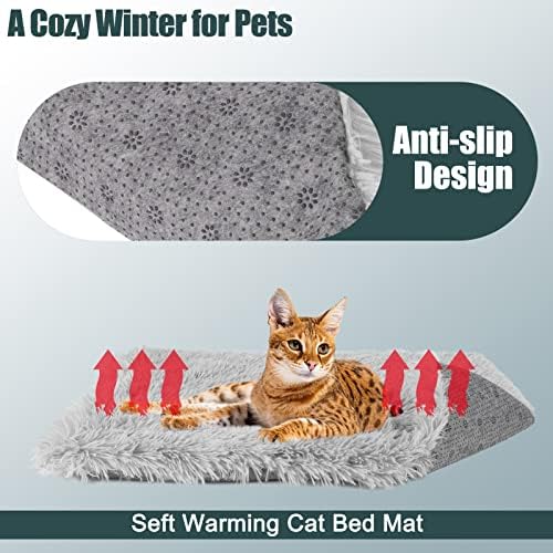 Tapo de cama de gato de gato de gato cenário para gatos, função 2 em 1 de pelúcia macia com fundo anti-deslizamento, tapete
