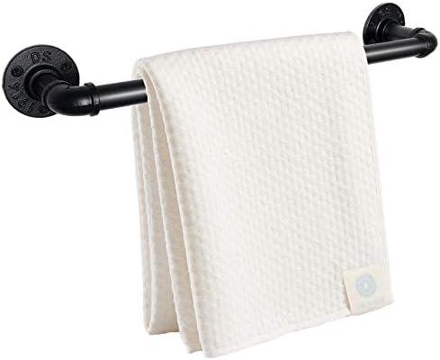 Barra de toalha de toalha de cachimbo industrial de 14 polegadas, barra de toalha de parede de acabamento preto fosco montado em parede para cozinha para cozinha ou banheiro pendurado