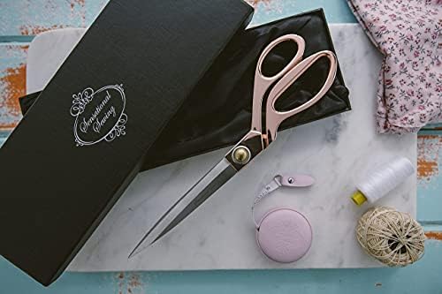 Sensacional costura de ouro rosa costureira tesoura de costura para profissionais de tecido - lindamente presente em caixa com tes de costureira de 10 10.5 de tecido afiado