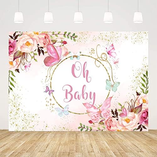Ticuenicoa floral oh bebê pano de fundo chá de bebê aquarela rosa borboleta dourada decorações de festa para meninas