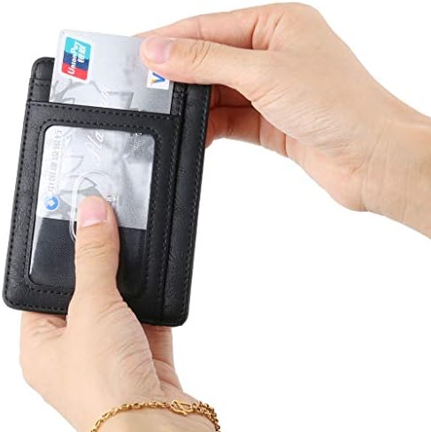 RHFEMD Slim RFID bloqueando bolso de bolso carteira de crédito Caso de cartão de crédito Caso de dinheiro para escritórios