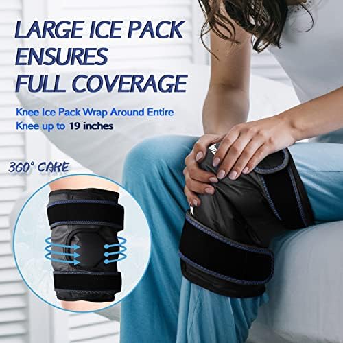 XXL Knee Ice Pack envolta o joelho inteiro após a cirurgia, pacote de gelo de gel reutilizável para lesões no joelho, pacote de gelo grande para alívio da dor, inchaço, cirurgia no joelho, lesões por esportes, 1 pacote