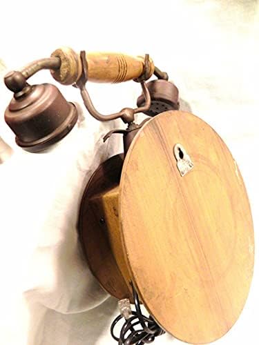 Acabamento antigo/visualização vintage ~ base de madeira ~ Rotary de latão ~ telefone ~ telefone