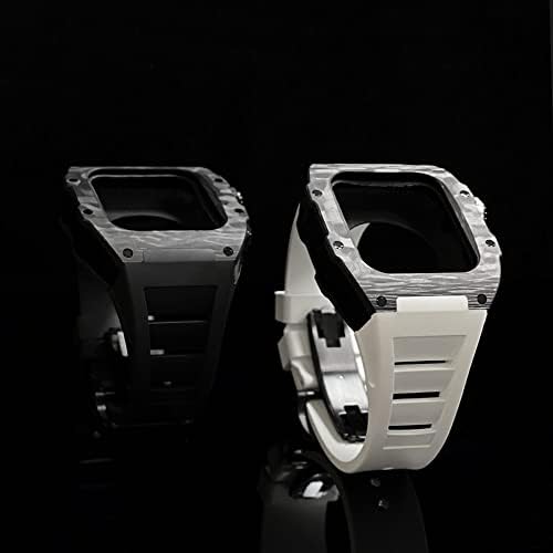 Caixa de fibra de fibra de carbono de luxo twrqa Conjunto para Apple Watch 8 7 45mm 6 5 4 SE 44mm Kit de modificação DIY para iwatch