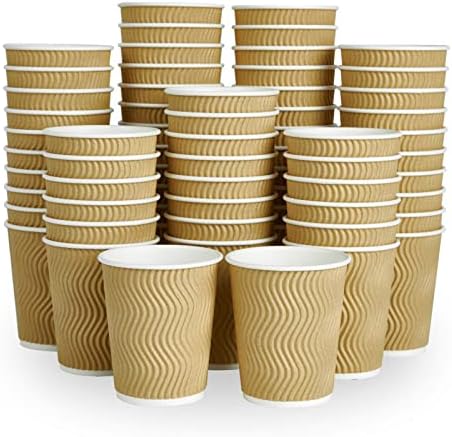 Dailypack [120 Pack 8oz de xícaras de café descartáveis ​​sem tampas, xícaras de café com parede de ondulação isoladas,