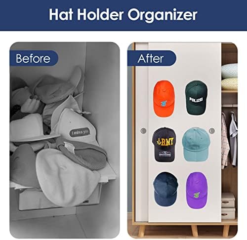 Ganchos de chapéu adesivo para parede 16 pacotes Hat Helder Organizer para tampas de beisebol CANHEIROS DE HISTO FORTE