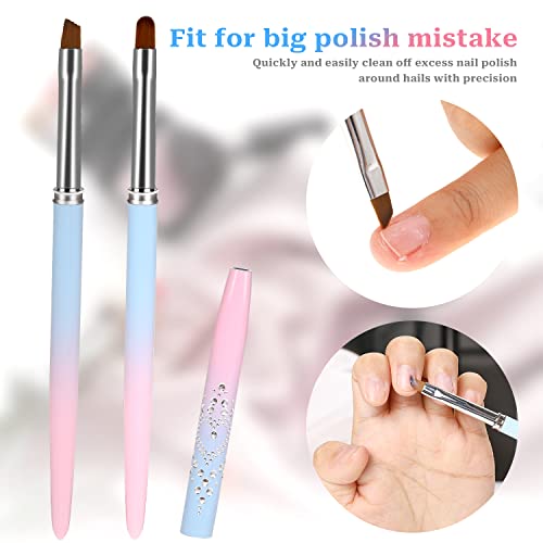 Brush de limpeza de arte de unhas Sliverdew, 2pcs Round & Anglen Polhon Phill para limpar as unhas, pincéis profissionais de