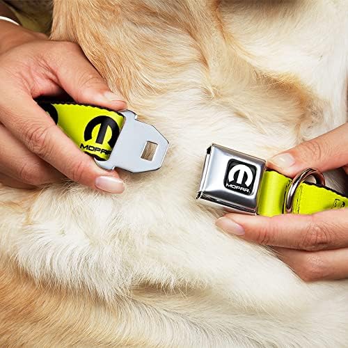 Fivela de cinto de segurança de colarinho de cachorro logotipo mopar repetir amarelo preto de 16 a 23 polegadas de 1,5 polegada