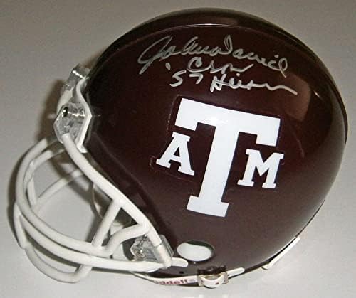 Texas A&M John David Crow assinou mini capacete com '57 Heisman JSA Coa Auto 1957 - Capacetes NFL autografados