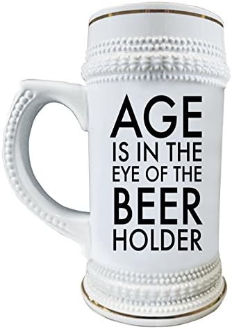 A idade está nos olhos da cerveja de cerveja de cerveja de cerveja de cerveja Stein Bar caneca para o namorado marido