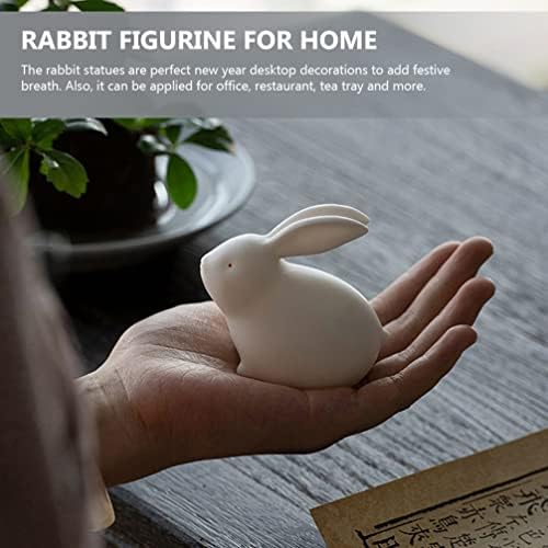 Vosareia 2pcs Cerâmica Rabbit Mini Bunny estátua Porcelana Escultura de coelho para o ano da Páscoa da decoração de coelho