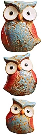 YARNOW 9 PCS Feliz Mini Desktop OwlStatue Ação Ornamentos de pássaros para armários de estátua Presente Craft Room Família comprimido