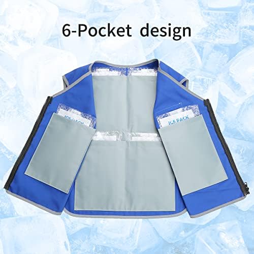 Colete de resfriamento para homens e mulheres clima quente, colete refletivo de gelo com 24 PCS Packs de gelo, roupas