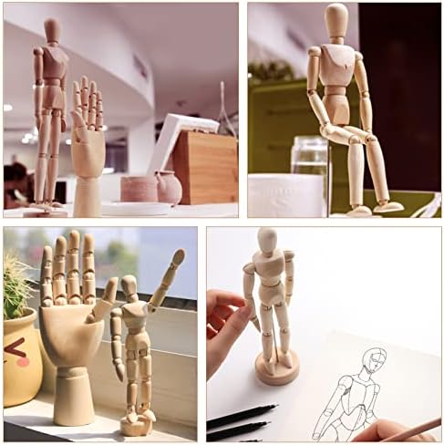 Olycraft de 8,5 polegadas de madeira artista articulado Artista de madeira de madeira de madeira com base e articulações flexíveis perfeitas para desenhar a figura humana