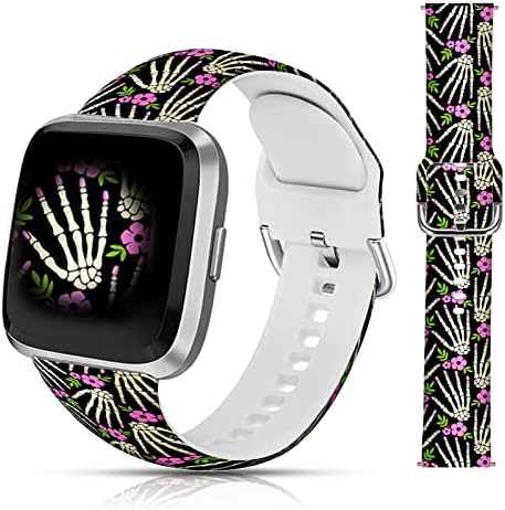 Laaco Christmas Design Floral Design Silicone Bandas Fades Substituição Strap Strap Compatível para Fitbit Versa 2/Fitbit