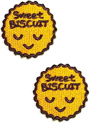 Kleenplus 2pcs. Mini doce biscoito amarelo rosto de desenho animado em remendos atividades de logotipo bordado roupas jeans