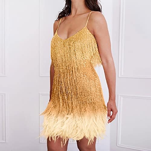 Vestidos de verão twgone para mulheres 2023 Sexy Fringe Glitter Spaghetti Straps BodyCon Club Club Club Party Party
