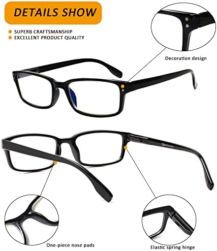 Kerecsen 4 óculos de leitura de embalagem para mulheres/homens Spring Hinges Readers Glasses óculos leves
