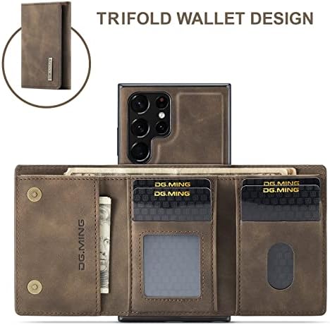 Oidealo 2 em 1 carteira de carteira para o Samsung Galaxy S23 Ultra, DG. Menina de celular de couro retro Magnético destacável com carteira de carteira com três