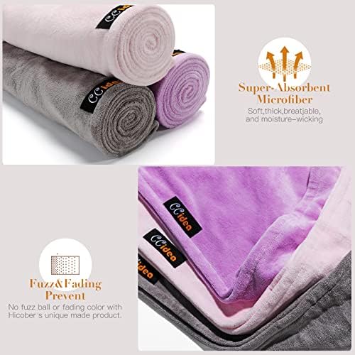 Toalha de cabelo de microfibra CCidea 3 pacote, secagem rápida Towelsturban Wrap Super absorvente Turbante Turbano Caps de cabelo seco （Inventário claro