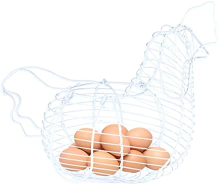 Zerodeko metal arame ovo cesta de galinha arame coletando cesto country country ovo de galinha cesta de armazenamento para colecionar ovos de transporte branco