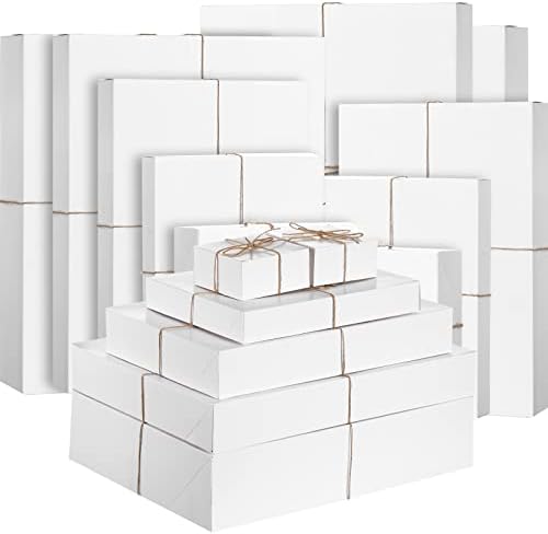 Yexiya 50 pacote caixas de presente brancas com tampas para presentes, caixa de papel de papel de papelão branco para embrulhar o dia dos namorados para o dia dos namorados de dama de honra de aniversário Festive apresenta camisas roupas