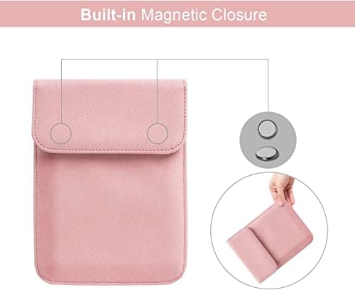 Para um Kindle Paperwhite de 6 polegadas, capa bolsa bolsa -saco -include com cinta de mão branca rosa -rosa