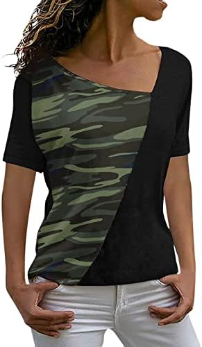 Uikmnh Ladies Bloups Camuflage Baggy Tee T Shirts Camisa de Manga Curta