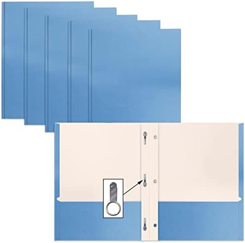 Papel azul claro 2 pastas de bolso com pontas, 50 pacote, por melhores produtos de escritório, textura fosca, pastas de papel
