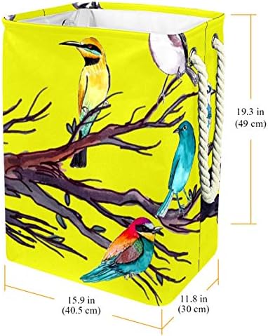 Mapolo Laundry Tester Bird Bird Amarelo cesto de armazenamento de lavanderia dobrável com alças suportes destacáveis ​​bem