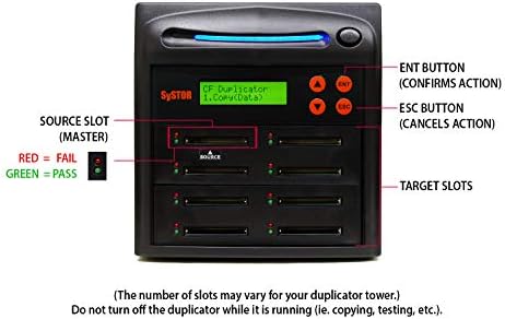 Systor 1: 7 Duplicador de cartão CF Flash Compact - 2 GB/min - Copiadora e Eraser independentes, slots de memória múltiplos, velocidade de até 33Mb/se