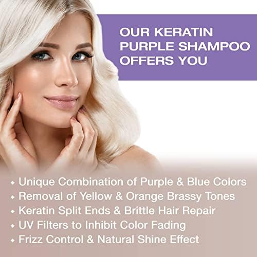 Vitaminas Keratin Purple Toning Shampoo - Toner de bronze azul violeta para branqueado loiro gelado platina prata branca