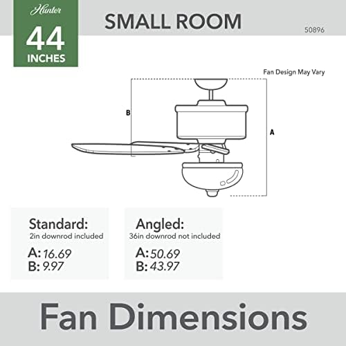 Hunter Fan Company, 50896, 44 polegadas Swanson Novo ventilador de teto de bronze com kit de luz LED e corrente