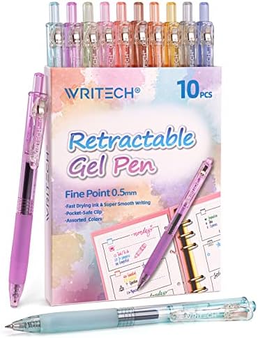 Canetas de gel retrátil WRITECH CORES DISTORADAS 0,5mm 8ct canetas up-gel 0,5 mm Black Ink 8ct