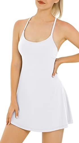 Vestido de tênis feminino de Heathyoga com vestido de treino de shorts vestido atlético com shorts embaixo do vestido de
