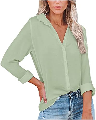 Button Tops for Women PLUS PLUSTURA DA CAMADA LAPELA DE MANELA LAPELA BOTOL BLUSES PARA TOPS LOLHA TOPS zíper da camisa de lapela