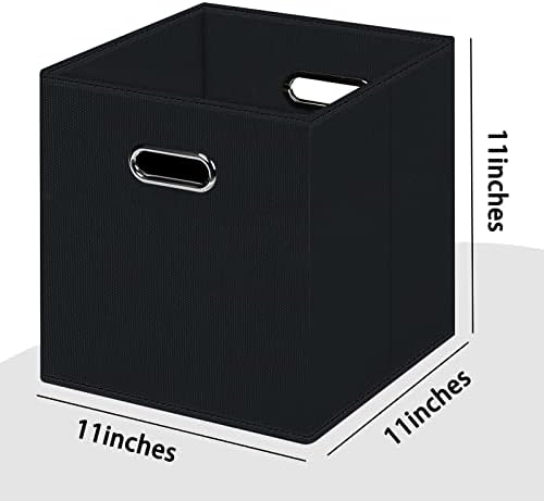 Lixeiras de cubos de armazenamento dobráveis ​​preto HEYEEG, Cascas de organizador de cubos de caixa de armazenamento com alças