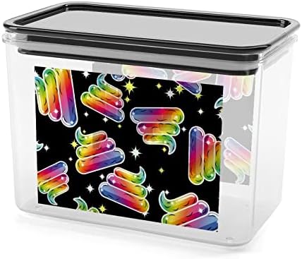 Rainbow Fable Poop Plástico Caixa de armazenamento Recipientes de armazenamento de alimentos com tampas de arroz balde