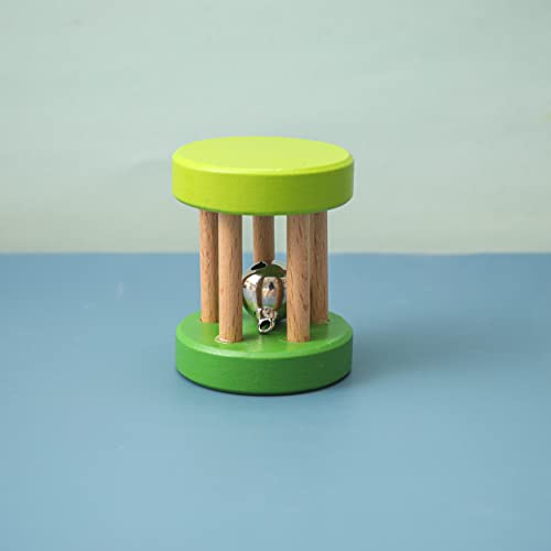 Promise Babe Babe chocalho de madeira giratória natural Drum Montessori Baby Roller Toys Brinquedos de enfermagem Presentes