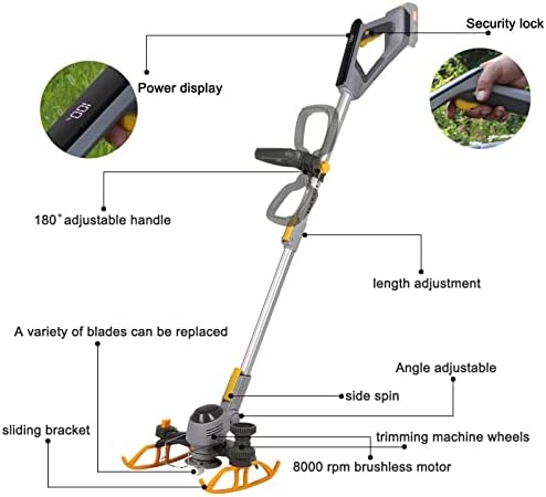 Eater de ervas daninhas elétricas, 3-em 1 Trimmer Grassless/Edger Ferramenta/cortador de pincel, com 4 tipos de lâminas,