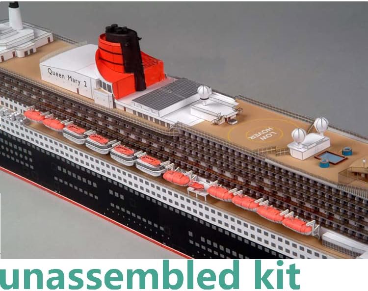 Natefemin 1: 400 escala Queen Mary II Cruzeiro Navio 3D Modelo de papel Fighter Modelo Militar Modelo Diecast Ship