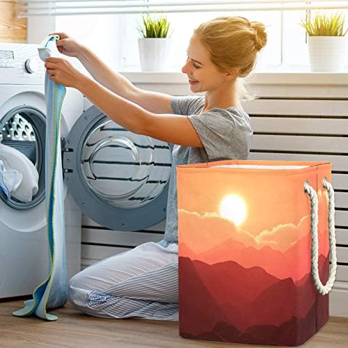 Deyya Cestas de lavanderia à prova d'água Alto cesto de estampa laranja dobrável de sol dobrável para crianças adultos