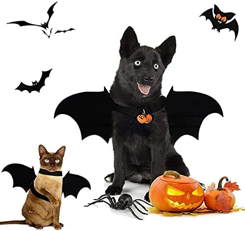 Wnvivi Pet Cat Bat Wings, Magical Tape Band Pet Colet Felt Ploth Cat Apparel confortável Halloween com sinos