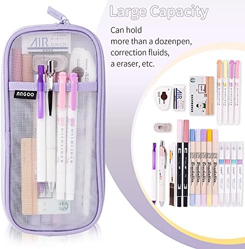 Easthill Grid Mesh caneta capa com zíper para bolsas coloridas de maquiagem de maquiagem Bolsa de cosméticos bolsa de viagens multifuncionais