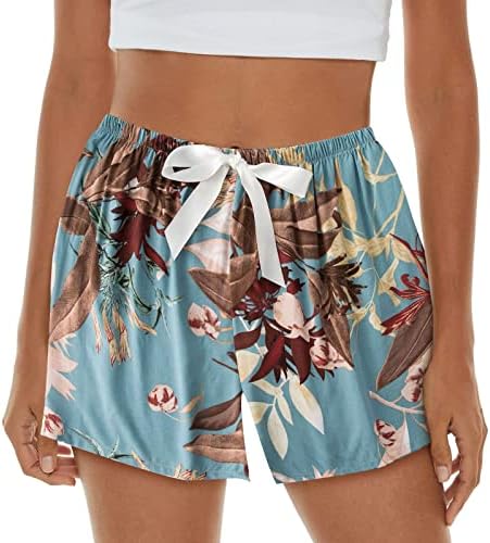 Calças Meymia Situado para mulheres casuais pijama shorts shorts leves de cintura elástica de arco impressa leve