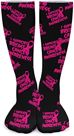 A conscientização do câncer de mama Openize as meias de meias femininas de alta tripulante de alta tripulante de estoques esportores de pernas