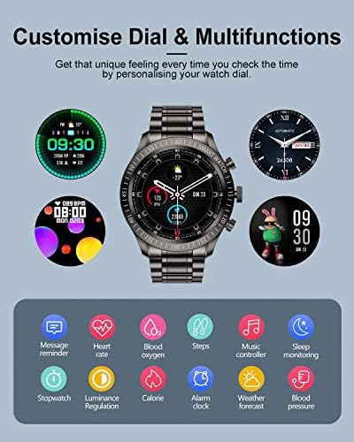 FOXBox Smart Watch for Men, 1,32 HD Color Touch Screen Rastreador de atividades de fitness com freqüência cardíaca/Pedômetro